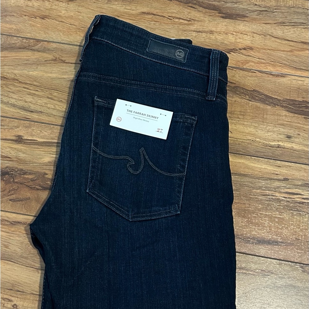 AG “The Farrah Skinny” High Rise Dark Blue Jeans